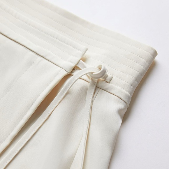 Ivory Wrap Style High Waisted Midi Skirt - Picture 2 of 5